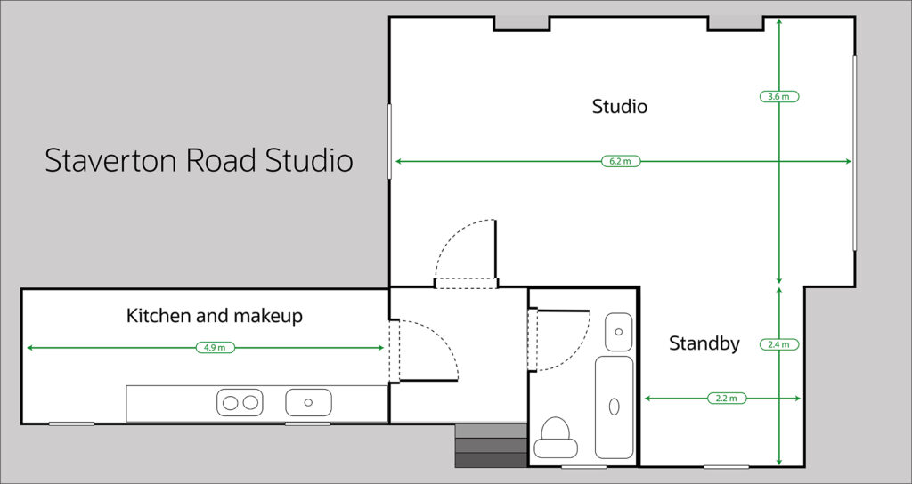 Measurements of photography studio in West London